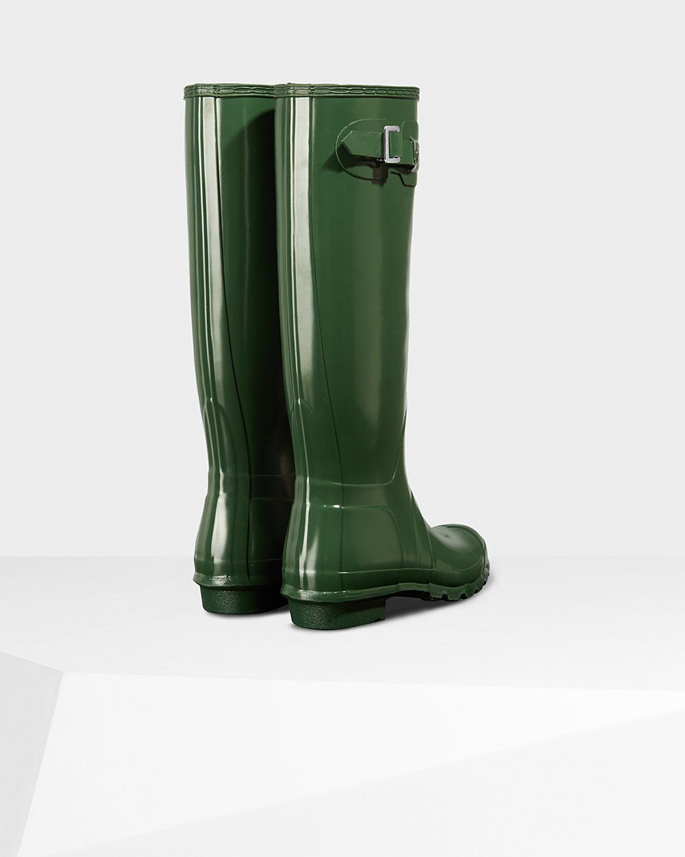 Hoge Regenlaarzen Dames - Hunter Original Gloss - Groen - 28BHYVWTS